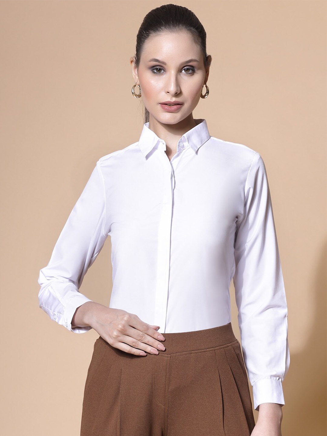 Buy DressBerry Spread Collar Slim Fit Formal Shirt - Shirts for Women ...