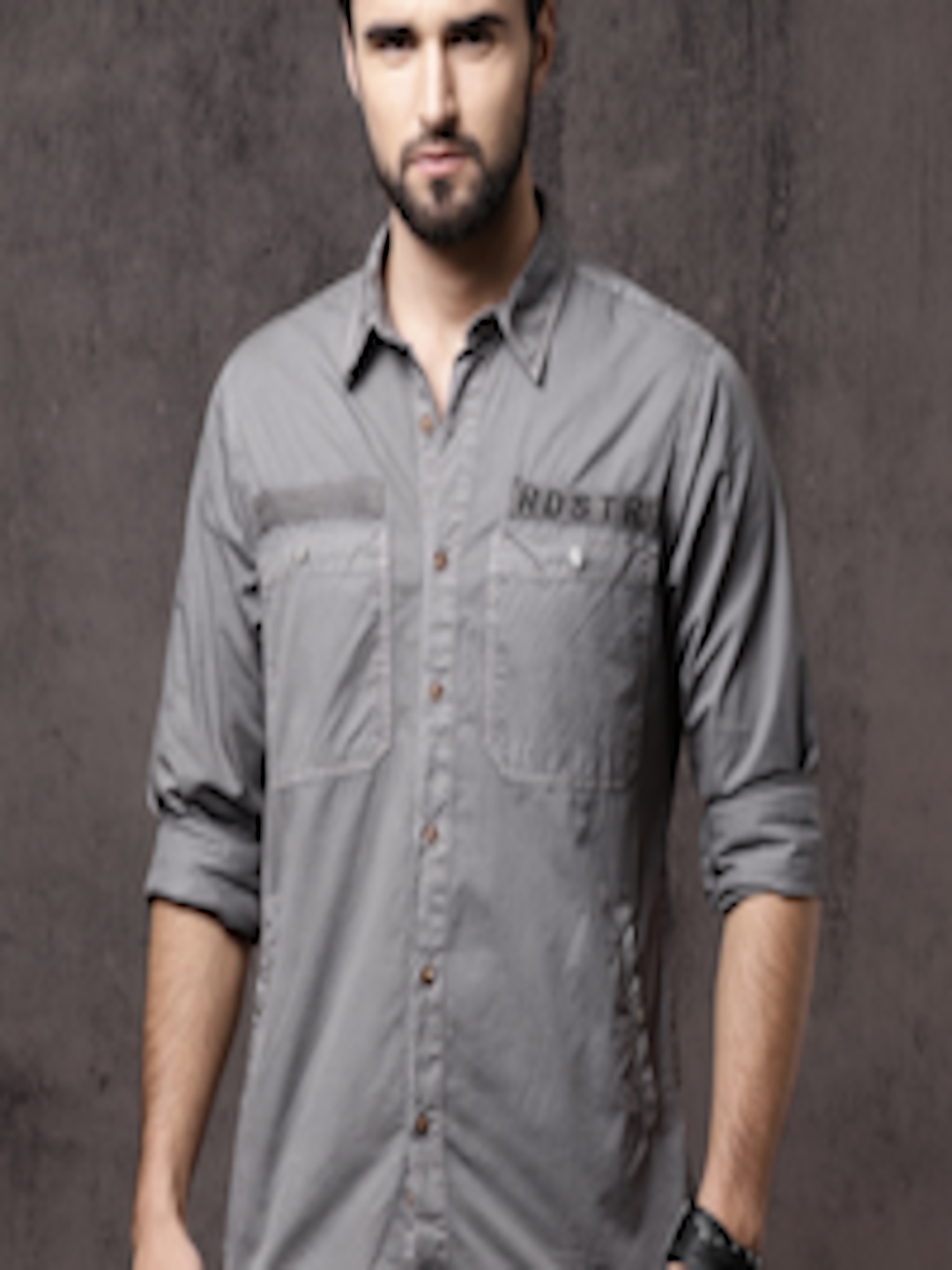 Buy Roadster Men Grey Slim Fit Solid Casual Shirt - Shirts for Men ...