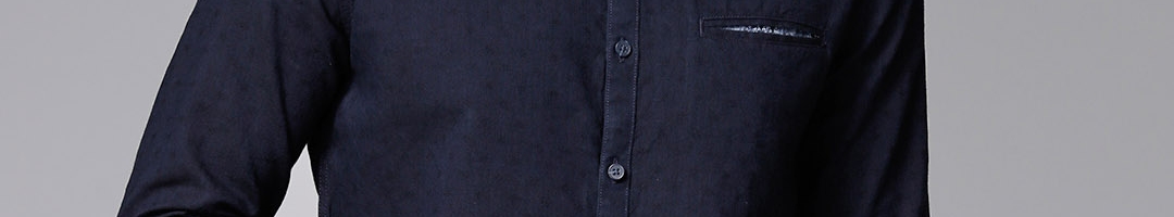 Buy True Blue Men Navy Blue Regular Fit Self Design Casual Shirt ...