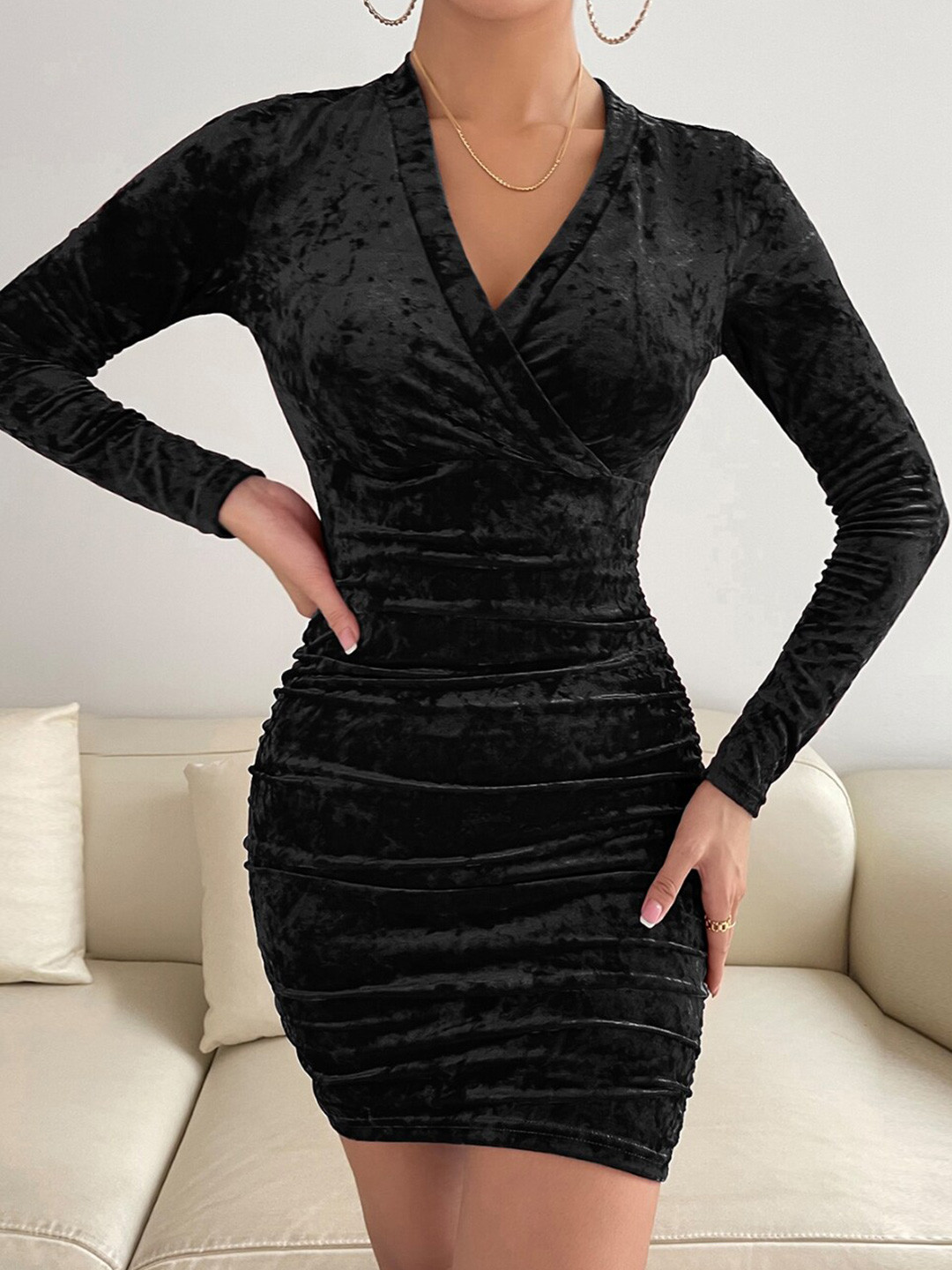 Buy StyleCast Black V Neck Bodycon Dress - Dresses for Women 25204584 ...