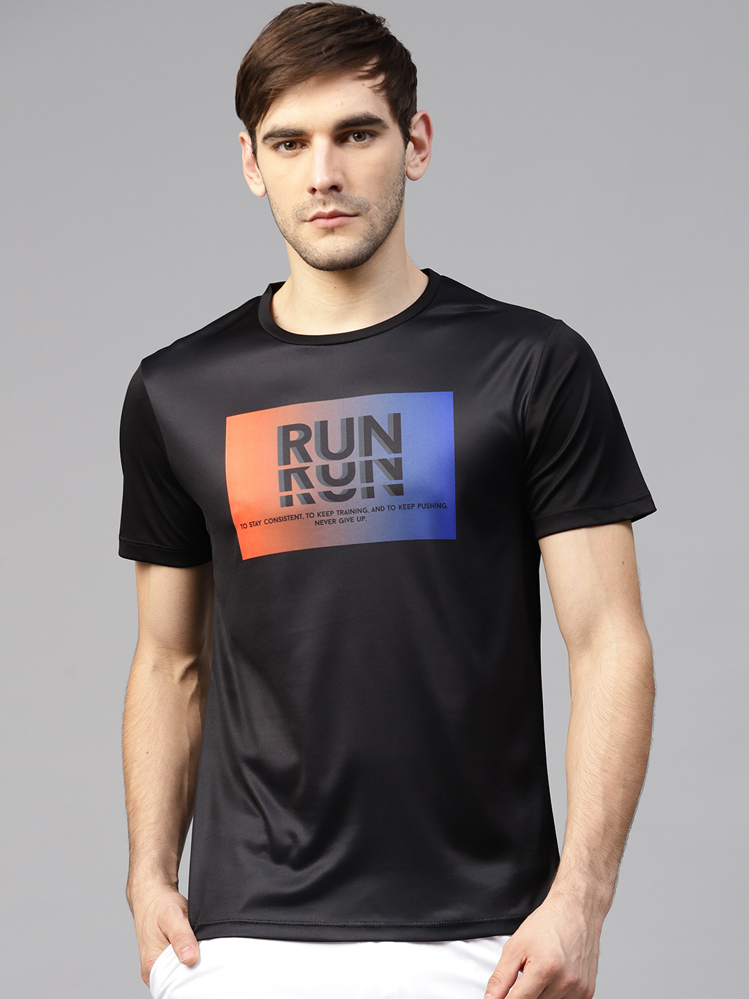 Buy HRX By Hrithik Roshan Men Black Printed Round Neck T Shirt