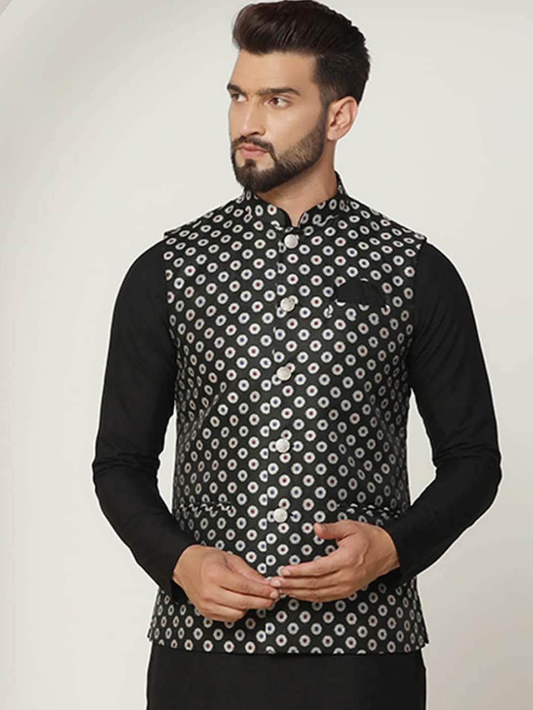 Buy KISAH Printed Nehru Jacket With Pocket Square Nehru Jackets for