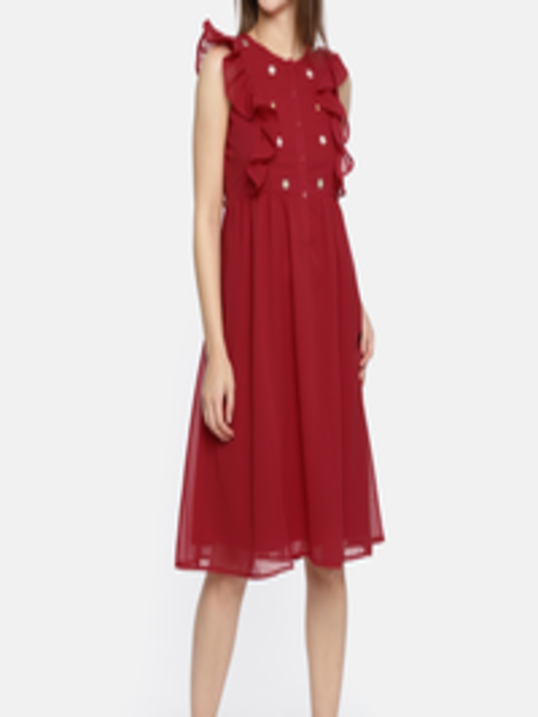 Buy DressBerry Women Red Solid A Line Dress - Dresses for Women 2521054 ...