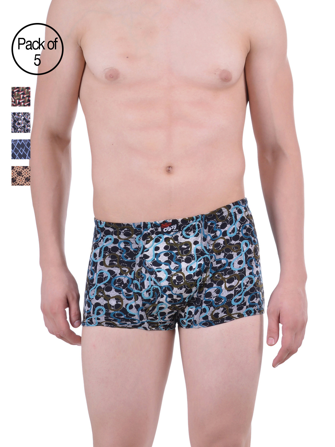 Buy Dollar Bigboss Men Printed Pack Of 5 Soft Combed Cotton Trunks MDTR