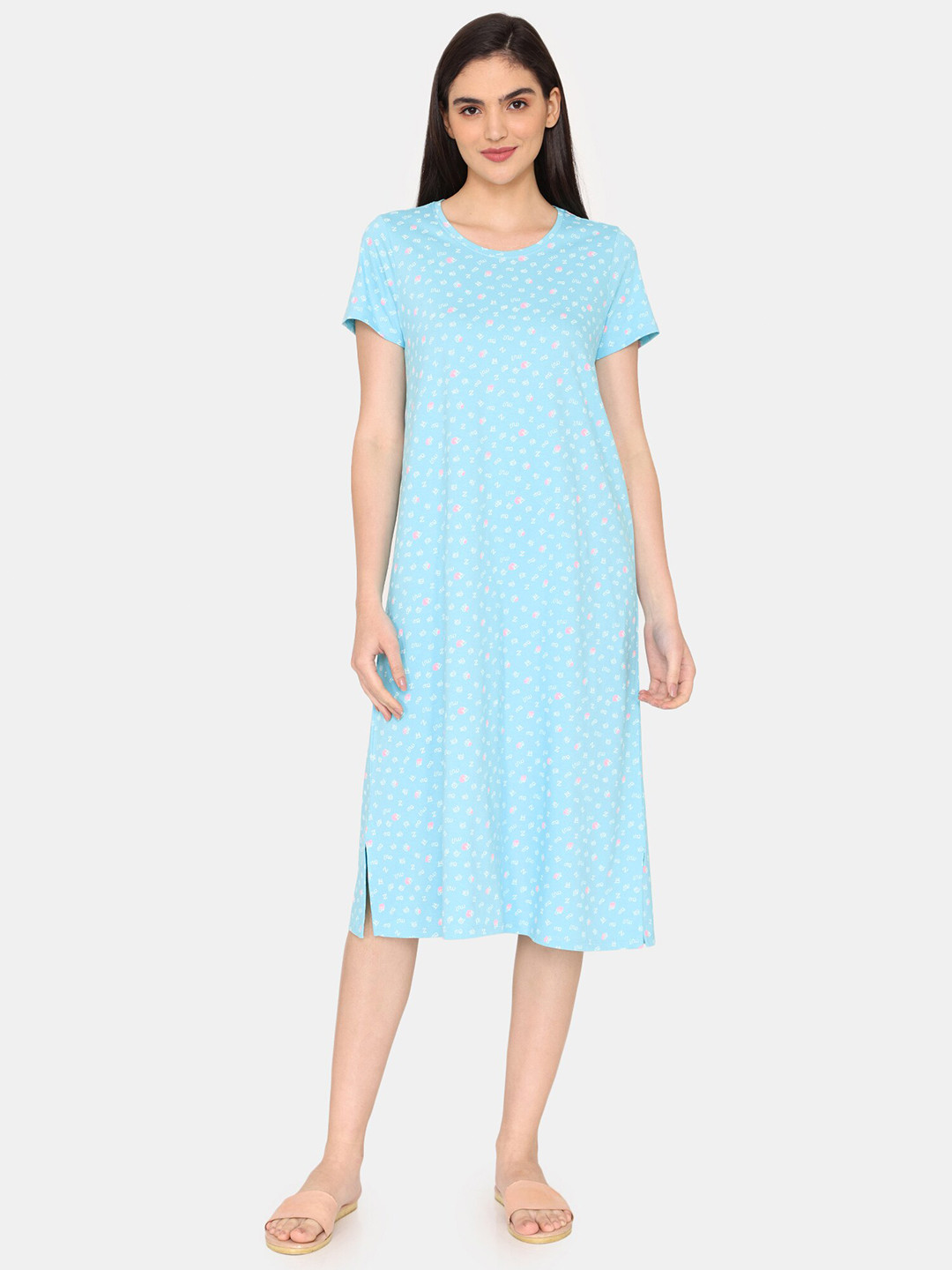 Buy Zivame Typography Printed Pure Cotton T Shirt Nightdress