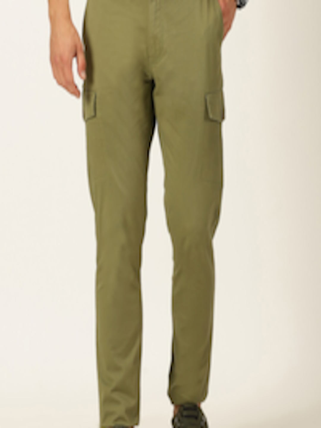 Buy Mast & Harbour Men Olive Smart Easy Wash Cargos Trousers - Trousers ...