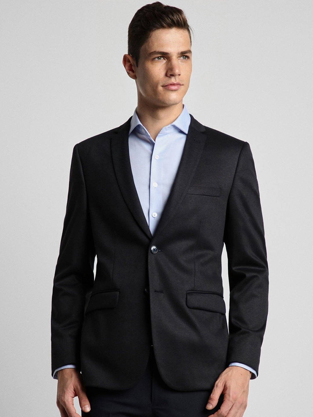 Men's White Striped Notched Lapel Collar Slim-Fit Single-Breasted Blazer