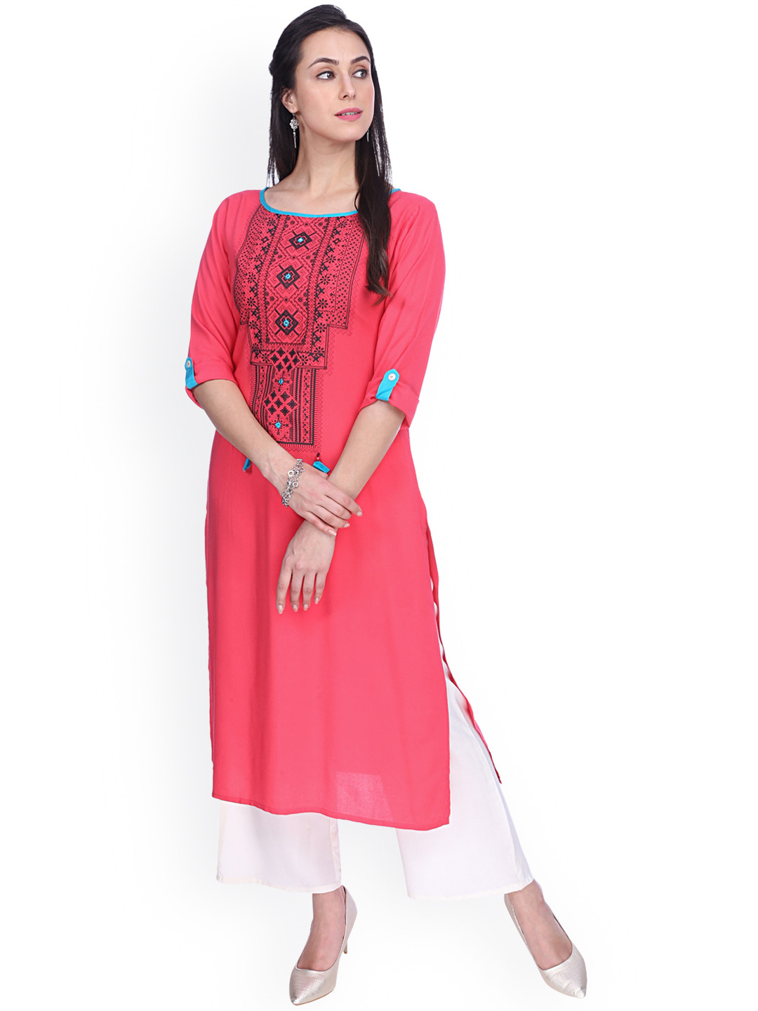 Buy Indian Ink Women Coral Printed Kurti Kurtis for Women 2522722