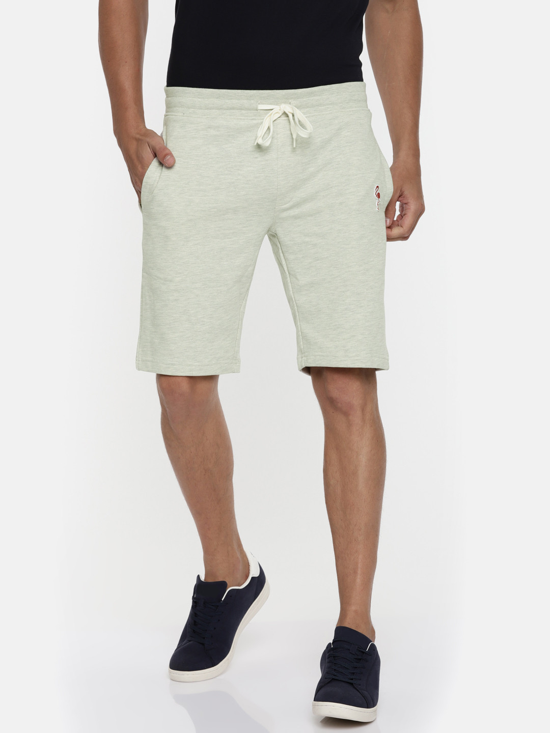 Buy Jack & Jones Men Grey Melange Solid Slim Fit Sports Shorts Shorts