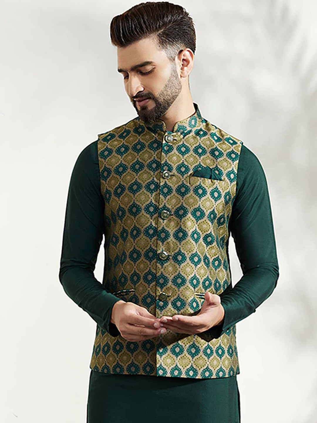 Men's Woven Design Nehru Jacket main image 0
