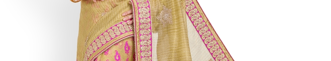 Buy Viva N Diva Gold Toned Silk Blend Embellished Mangalagiri Saree ...