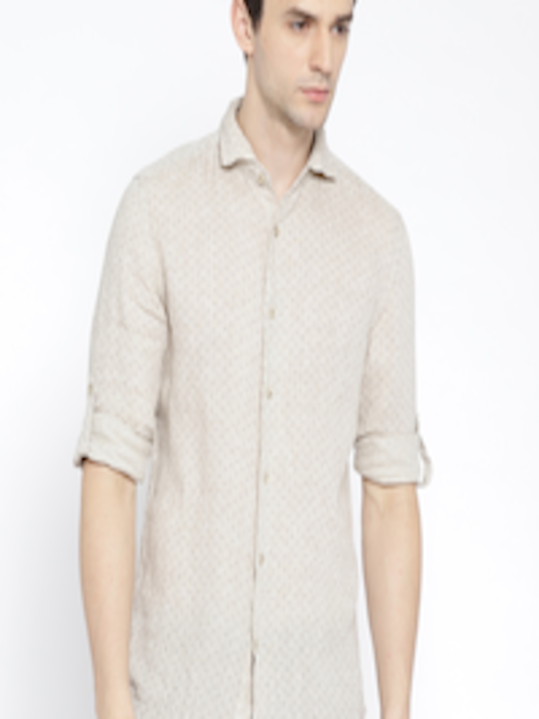 Buy Jack & Jones Men Beige Linen Slim Fit Printed Casual Shirt - Shirts ...