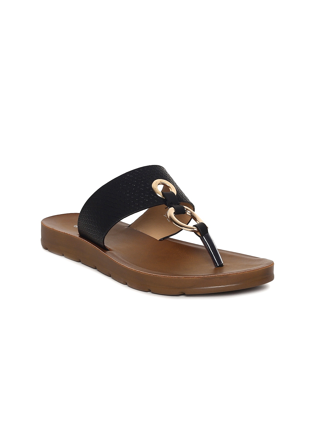 t strap flats black