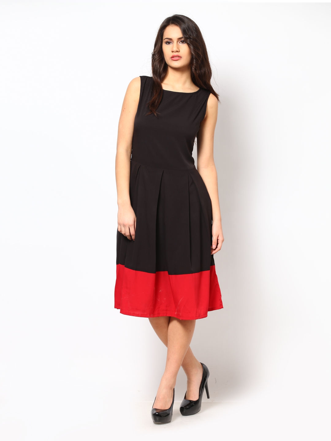 red black combination gown
