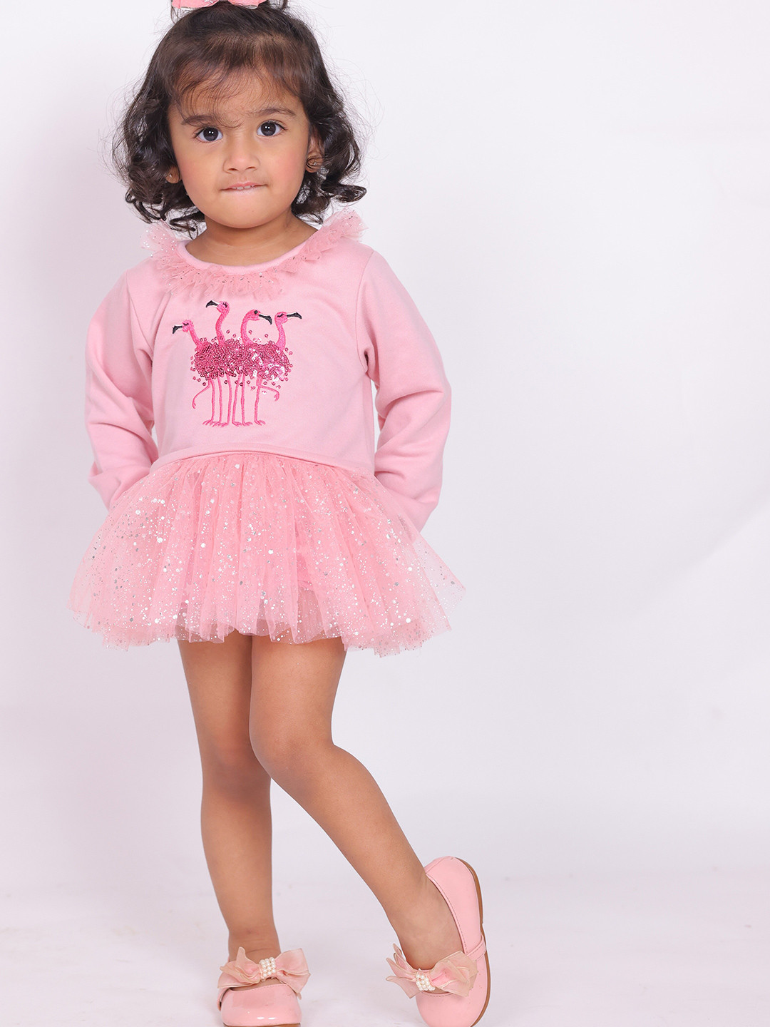 Buy Little Carrot Girls Embellished Sequined & Ruffled Cotton Tulle Fit