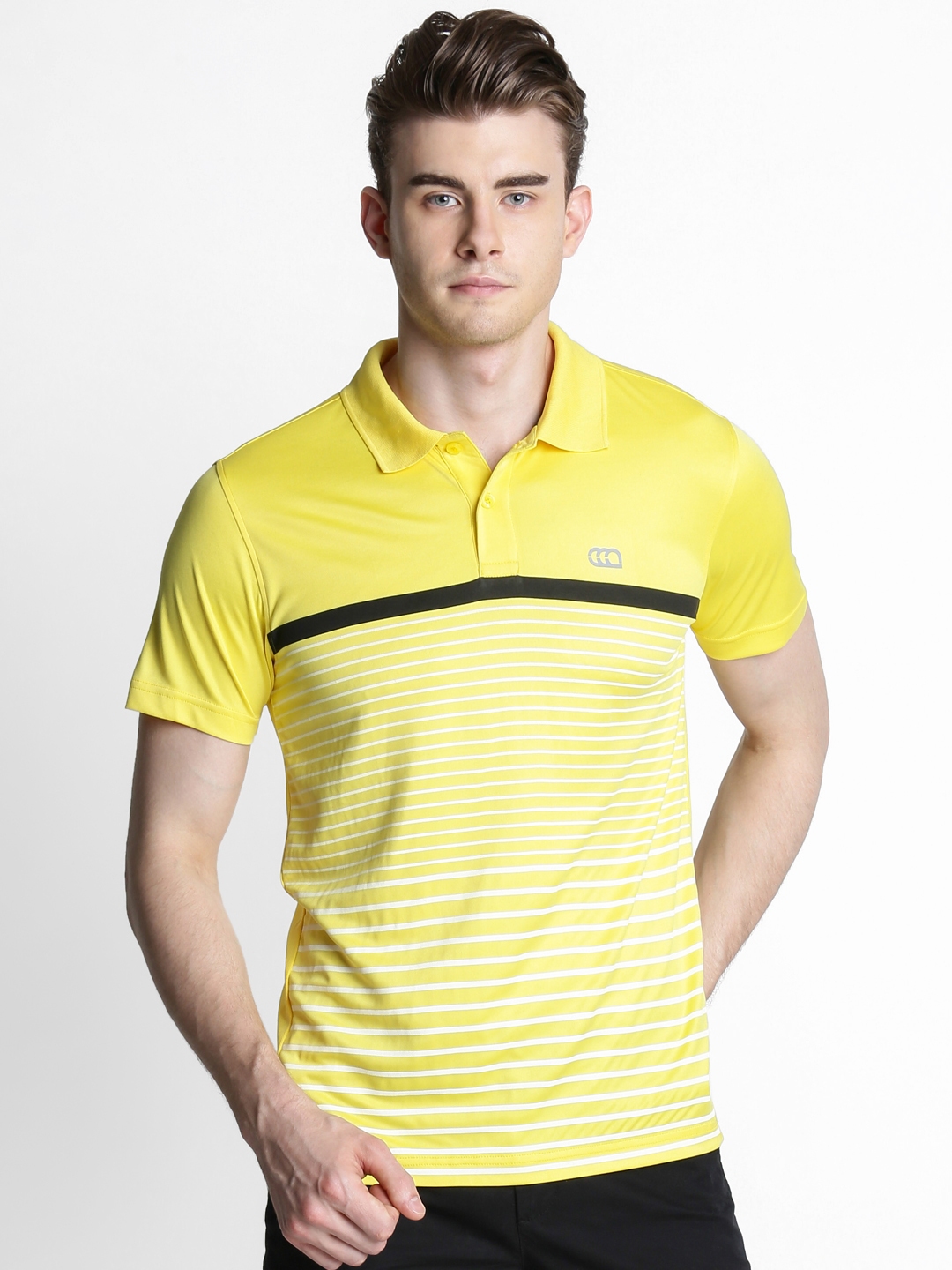 Buy Ajile By Pantaloons Men Yellow Striped Polo Collar T Shirt ...