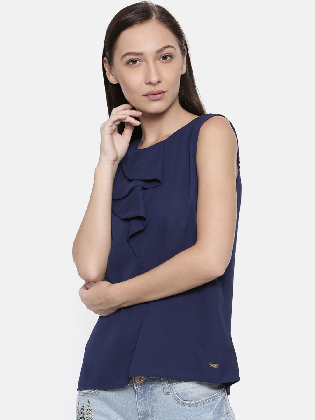 Women'S Blue Solid A-Line Top main image 1