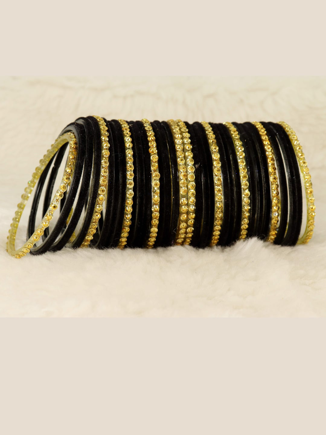 NMII Multicolor Metal Bangle Set For Women | 144 Bangles, Golden Polka Dot & Cut Design, Various Sizes