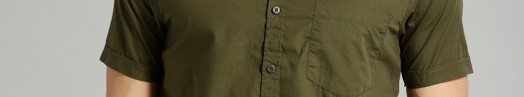 Buy Roadster Men Olive Green Regular Fit Solid Casual Shirt - Shirts ...