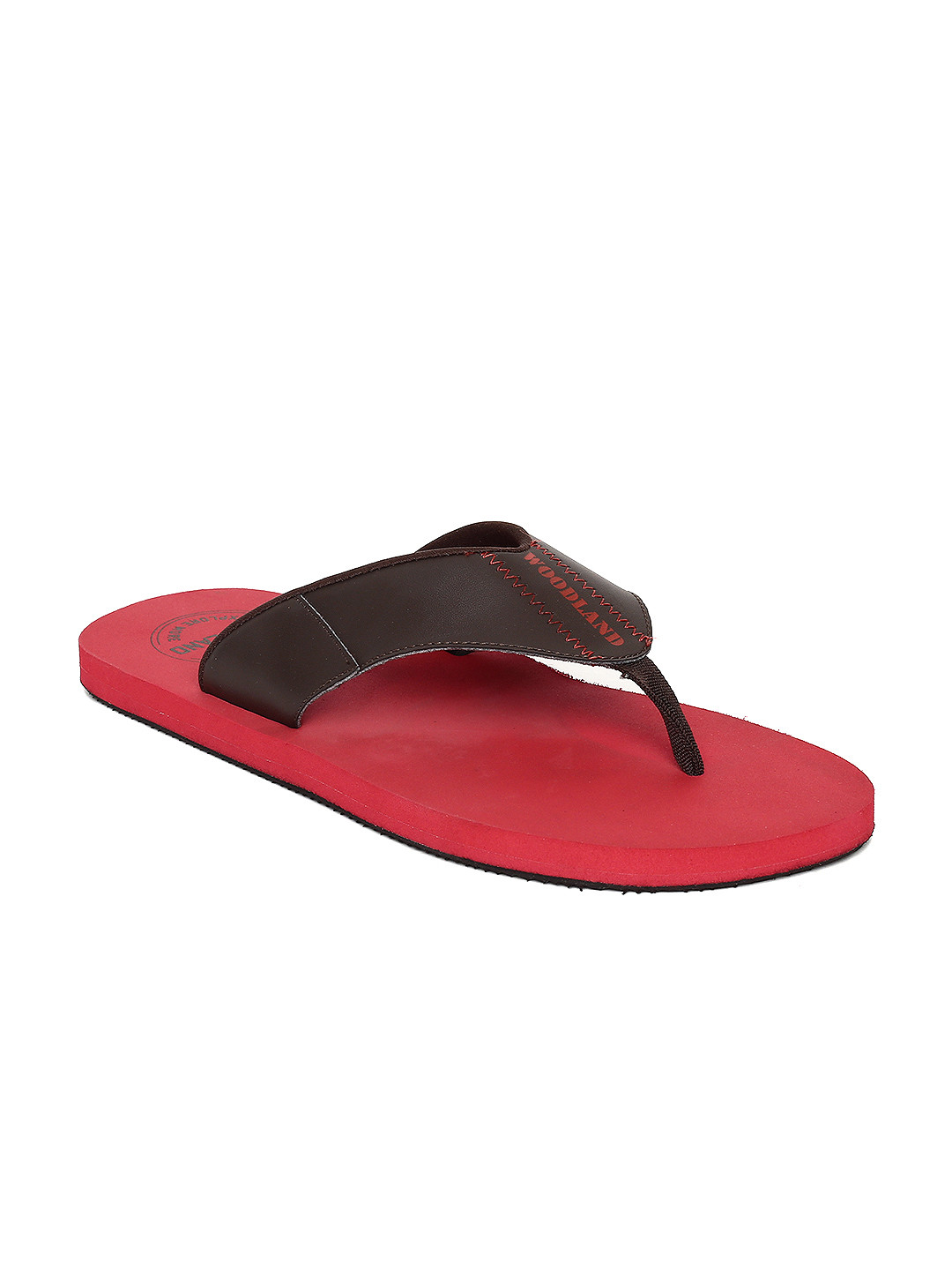 Buy Woodland Men Brown & Red Solid Thong Flip Flops - Flip Flops for Men 2527609 | Myntra