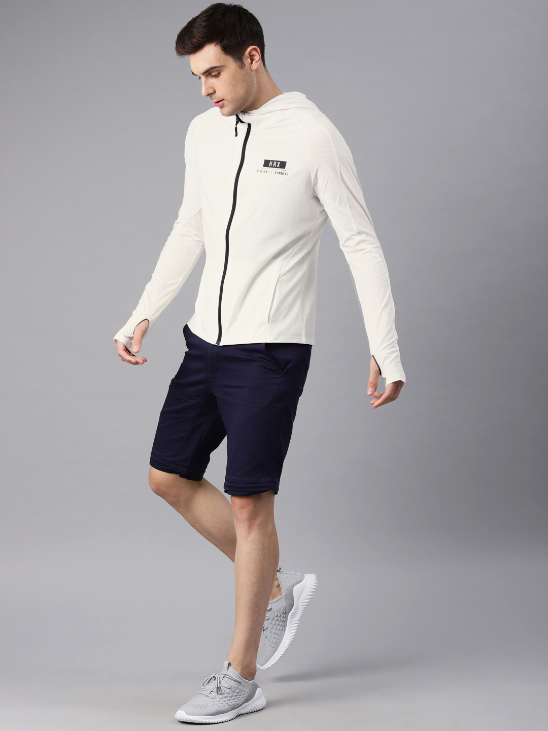Buy HRX By Hrithik Roshan Men White Solid Rapid Dry Lightweight Hooded