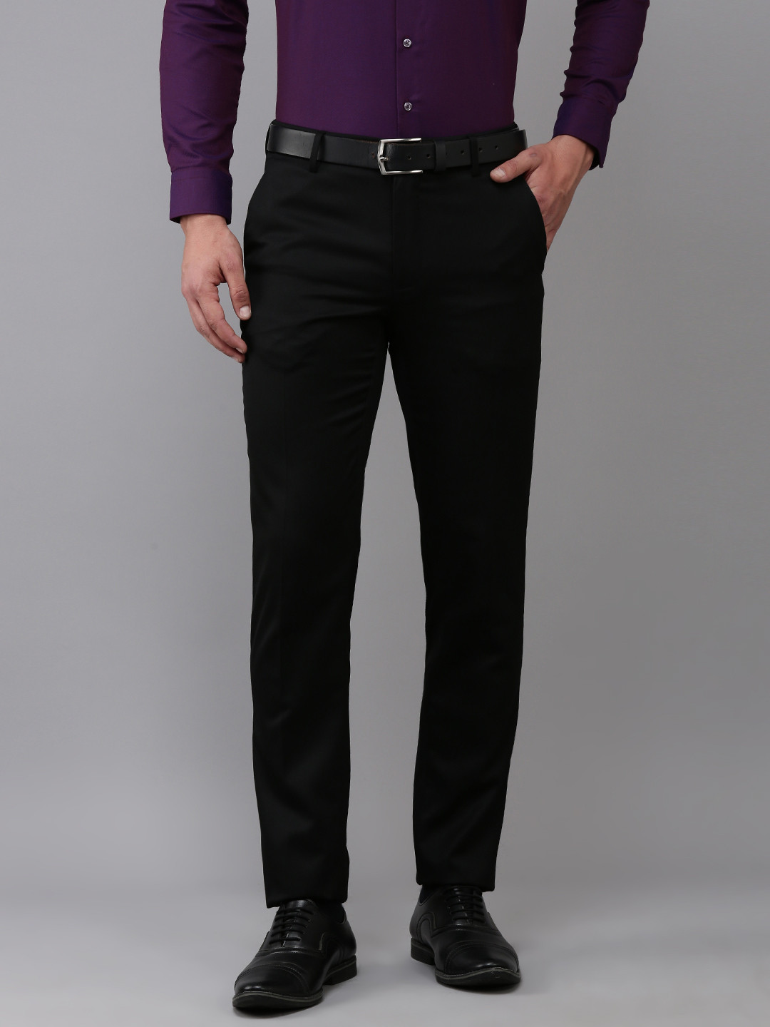 Buy Van Heusen Men Mid Rise Slim Fit Formal Trousers - Trousers for Men ...
