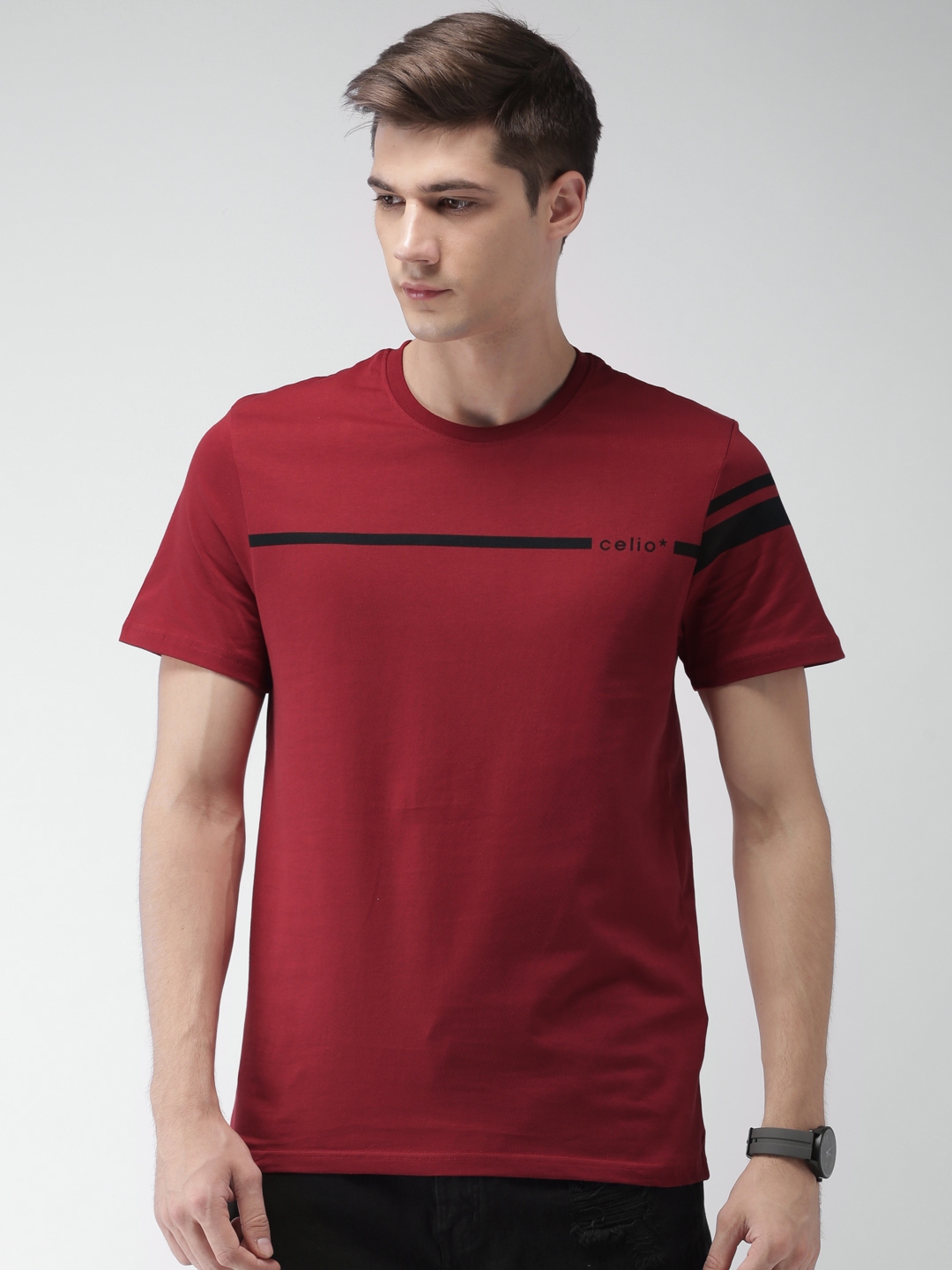 Buy Celio Men Red Printed Round Neck T Shirt - Tshirts for Men 2528990 ...