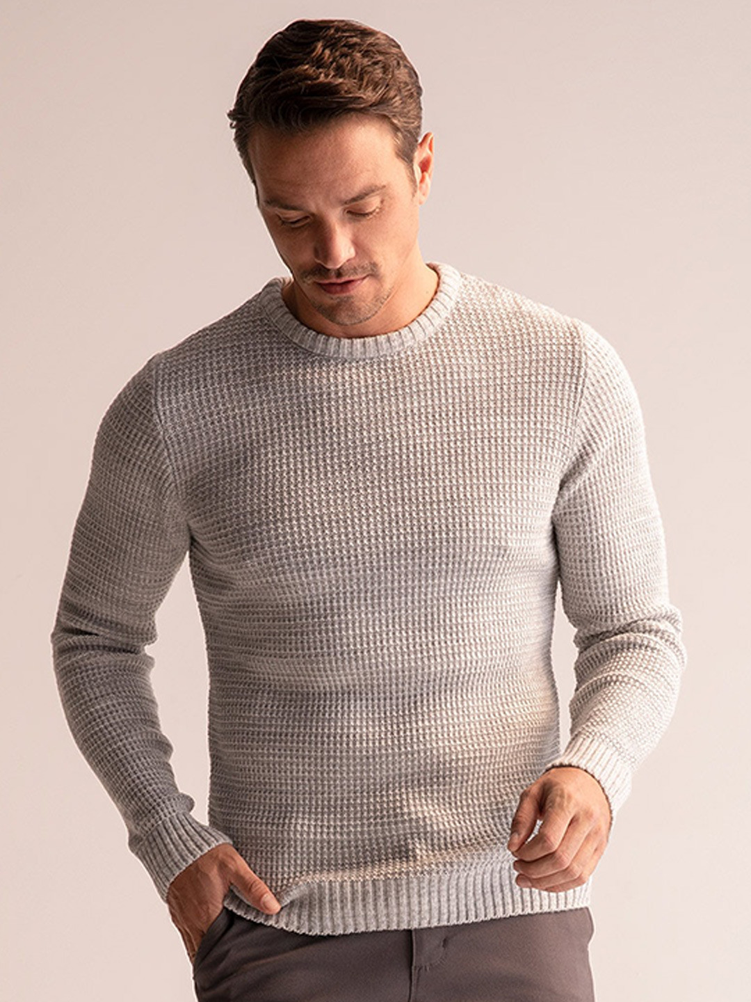 DeFacto Herren Pullover – Slim Fit, Rundhals, Langärmlig, Weicher Strick