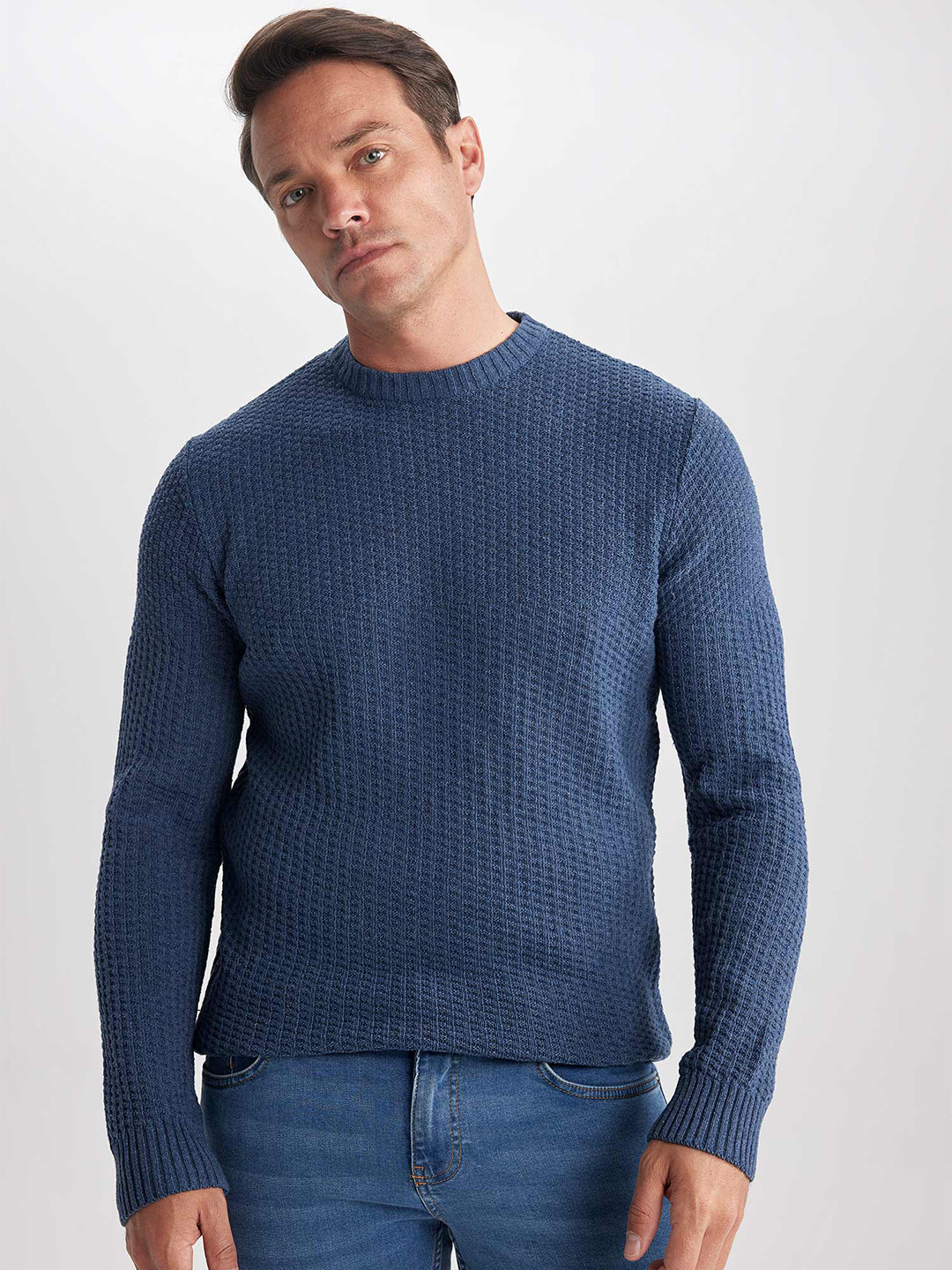 DeFacto Herren Pullover Slim Fit – Rundhals, Langärmlig, Weicher Strick, Vielseitig