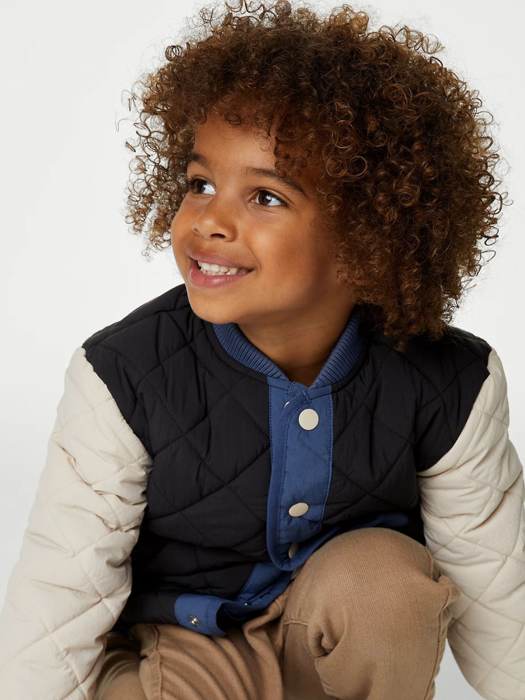 Buy Marks & Spencer Boys Colourblocked Mandarin Collar Quilted Jacket