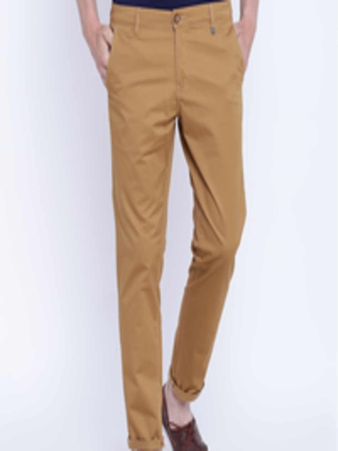 Buy CAMLA Men Tan Brown Regular Fit Solid Trousers - Trousers for Men ...