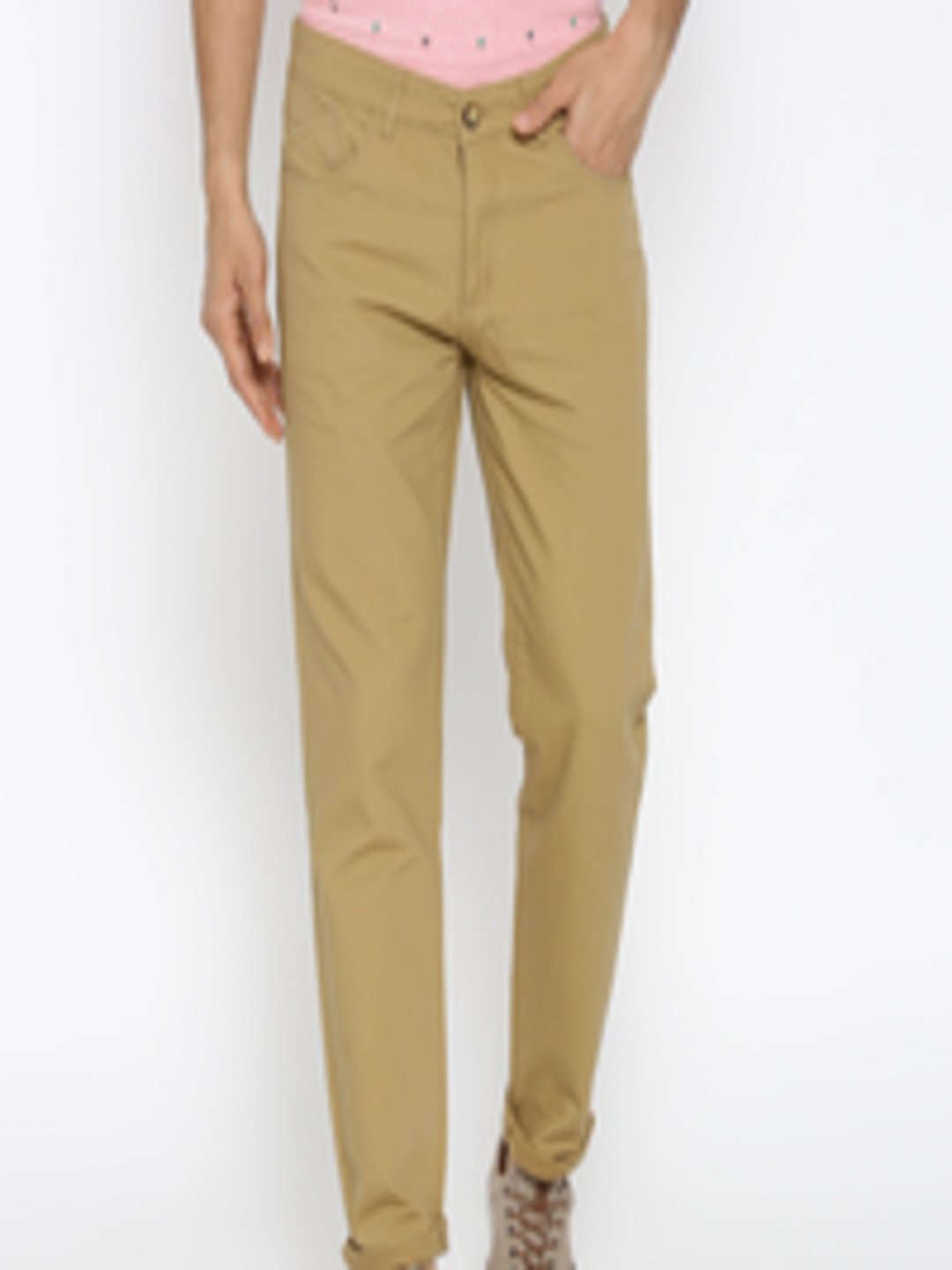 Buy CAMLA Men Khaki Smart Fit Solid Trousers - Trousers for Men 2529513 ...
