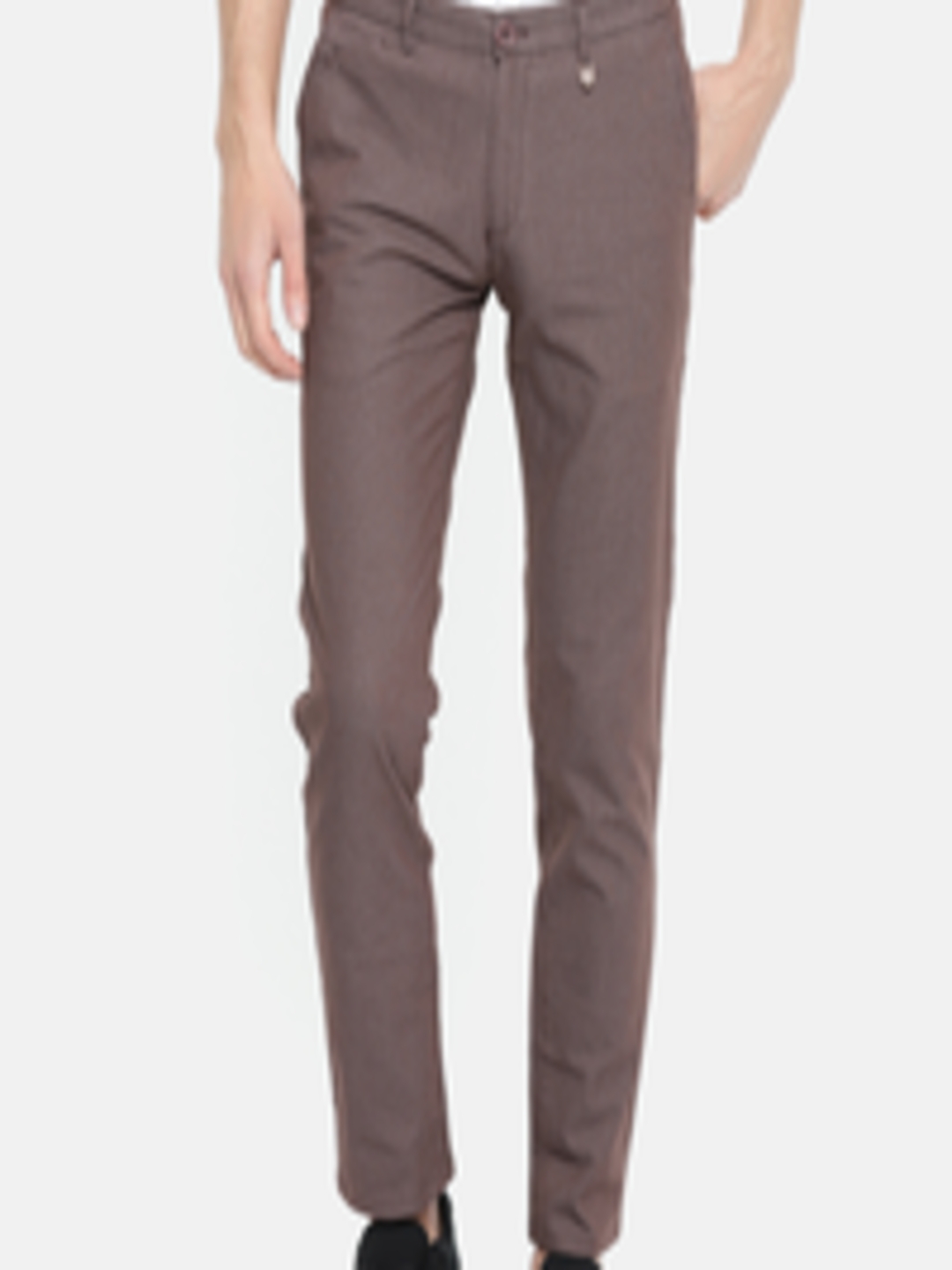 Buy CAMLA Men Burgundy Slim Fit Self Design Regular Trousers - Trousers ...