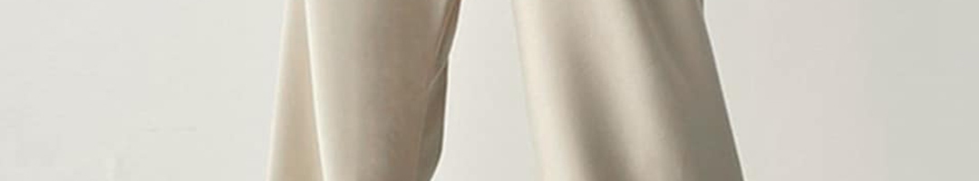 Buy StyleCast Women Cream Original Straight Fit Mid Rise Plain Trousers ...