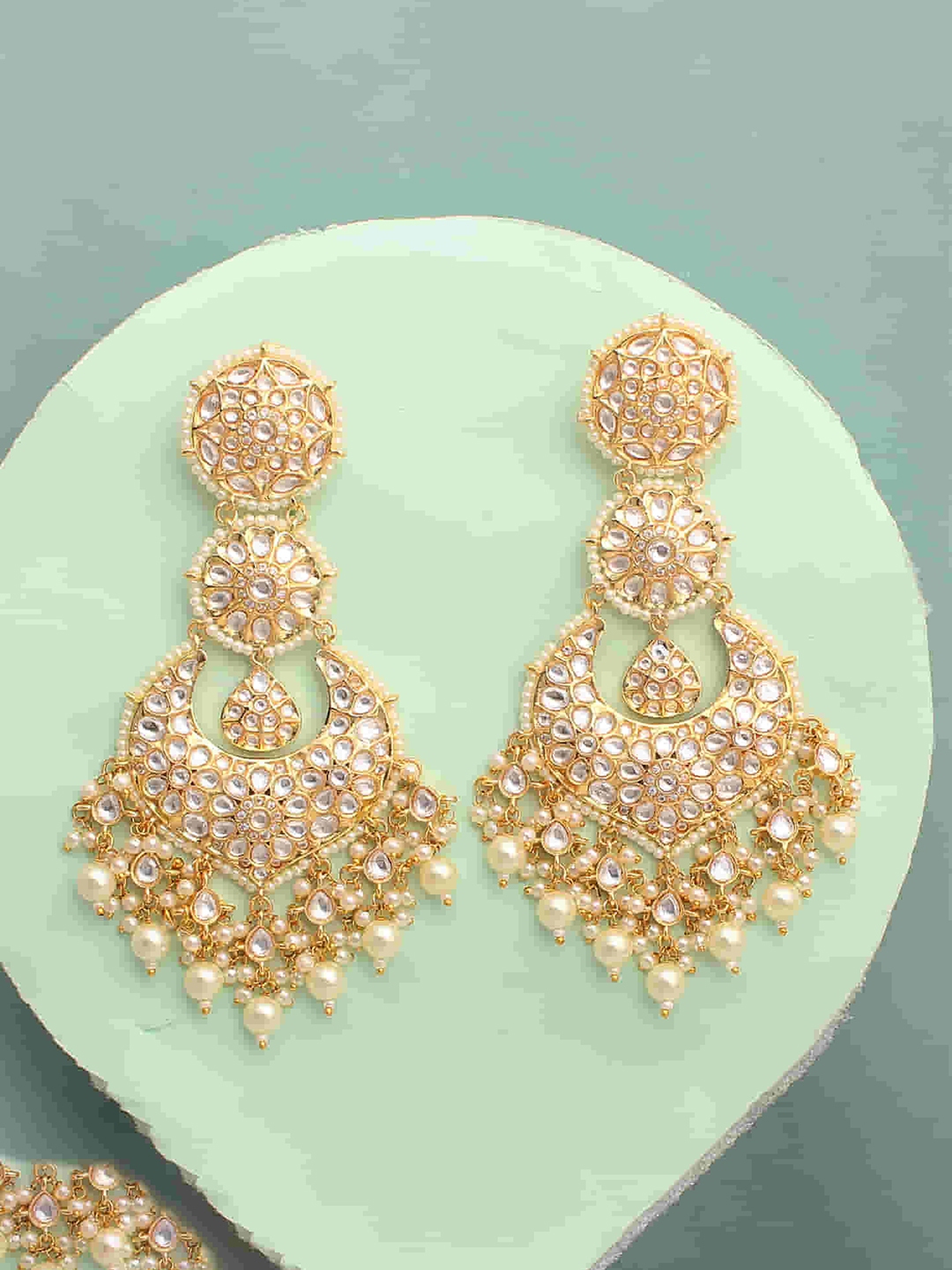 Buy Mirana Gold Plated Cubic Zirconia Studded Chandbalis - Earrings for ...