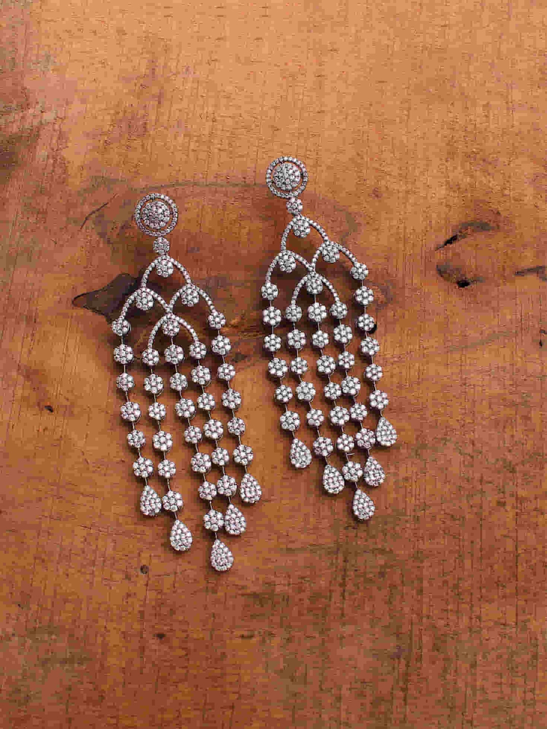 Buy Mirana Rhodium Plated Cubic Zirconia Stone Studded Drop Earrings - Earrings for Women ...