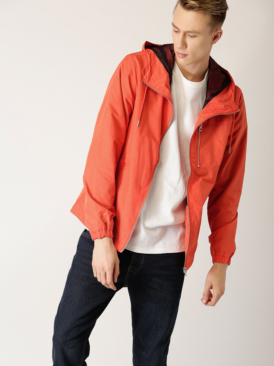 Buy ESPRIT Men Orange Solid Hooded Tailored Jacket Jackets for Men