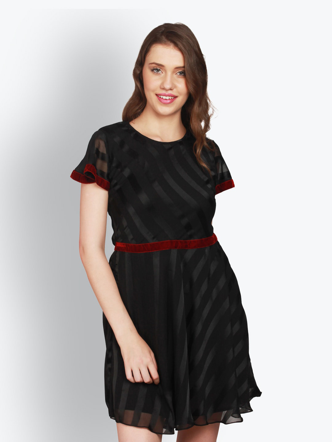 Buy UrSense Self Design Flared Sleeves Fit & Flare Dress - Dresses for ...