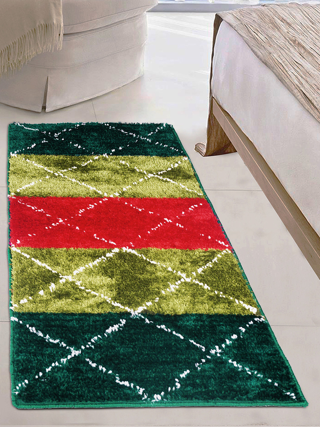 Buy Storyhome Green & Red Striped Carpet Runners for Unisex 2532459