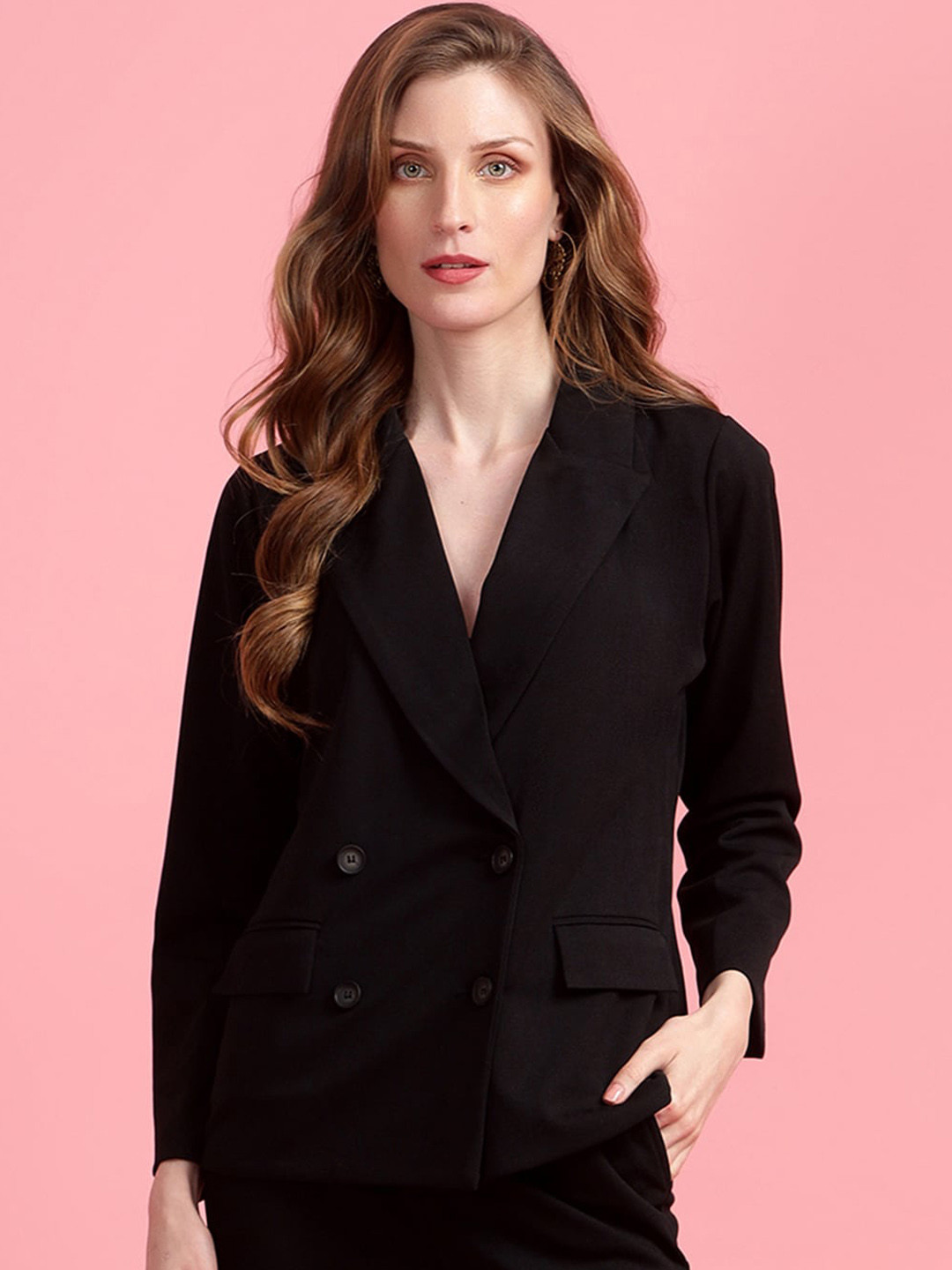 Buy Golden Kite Notched Lapel Collar Double Breasted Blazers Blazers