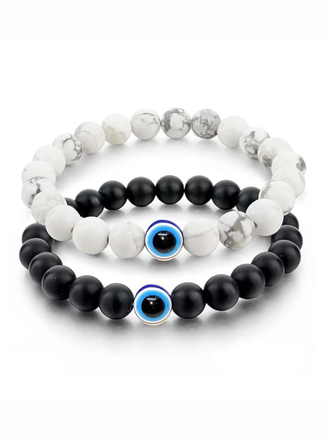 Matching Couples Evil Eye Bracelets – Stretchable Beaded Bracelets For Him & Her - View #2