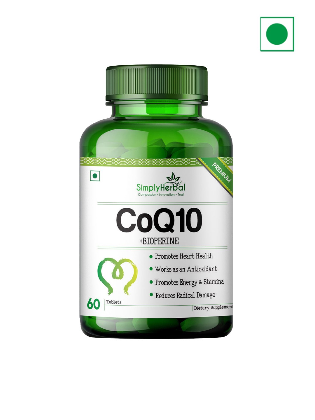 Buy Simply Herbal CoQ10 Bioperine Natural Coenzyme 200mg Heart Health