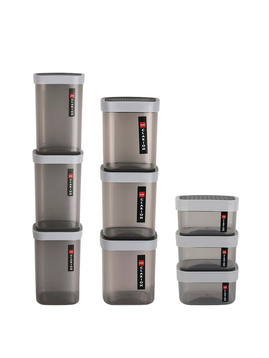 Buy Cello Clarion 9 Pieces Grey Square Storage Container - Container ...