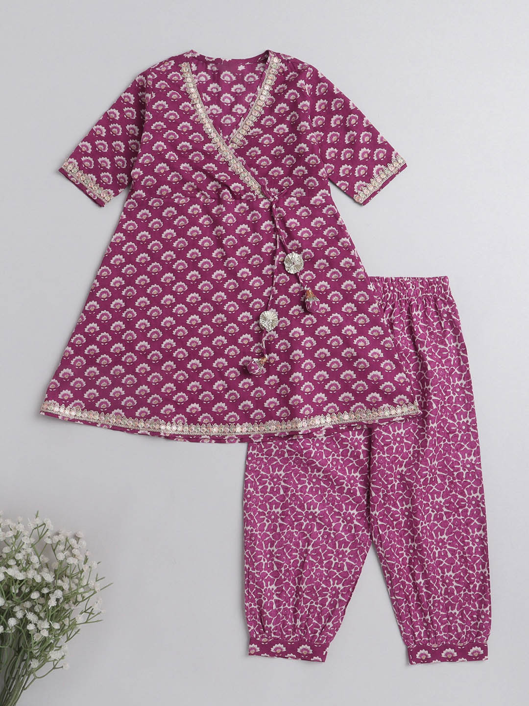 Women Printed Regular Gotta Patti Cotton Kurta with Salwar