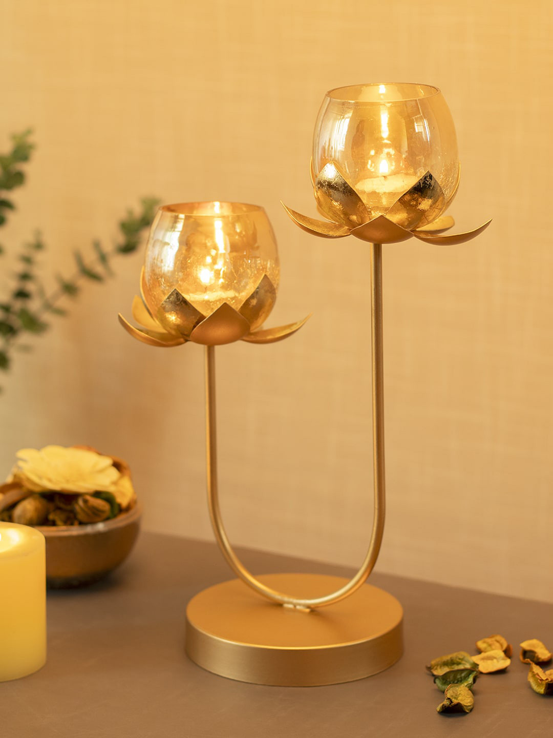 Buy MARKET99 Yellow Lotus Mercury Votive T Light Candle Holders With