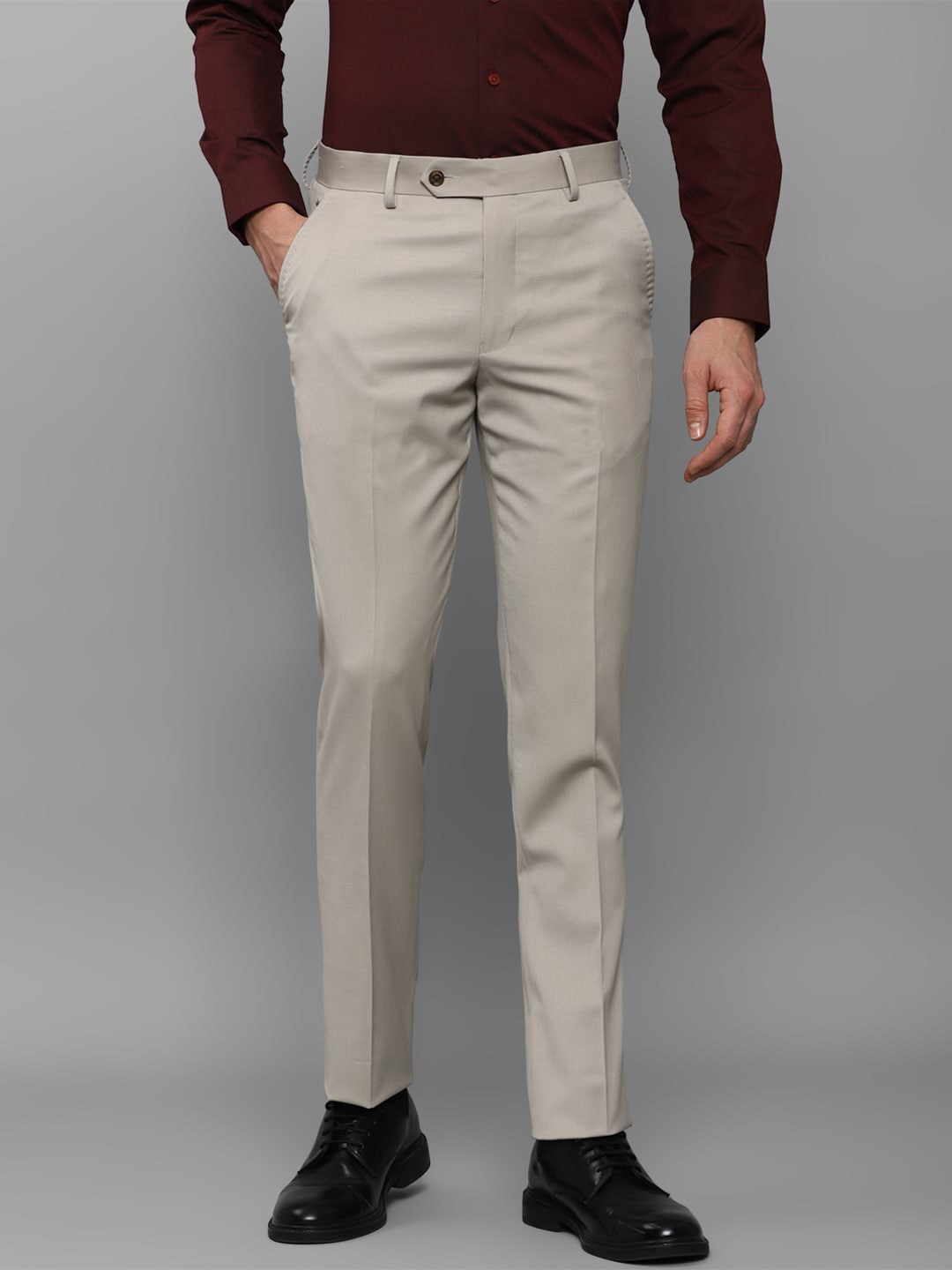 Buy Louis Philippe Men Slim Fit Flat Front Formal Trousers - Trousers ...