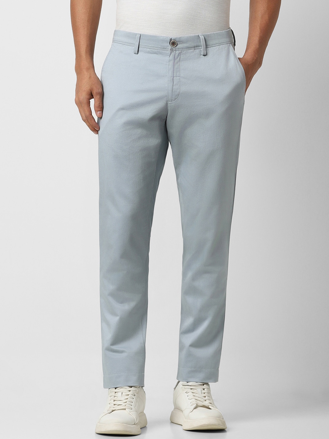 Buy Van Heusen Sport Men Mid Rise Slim Fit Pure Cotton Trousers ...