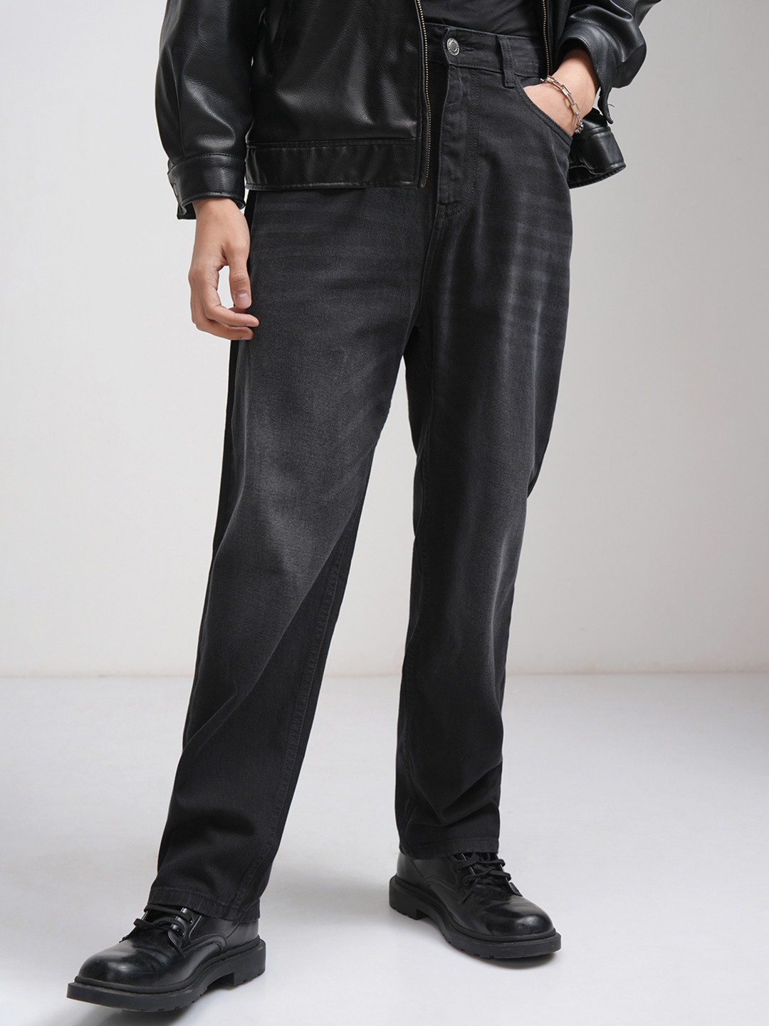Baggy mid-rise fashion men's jeans