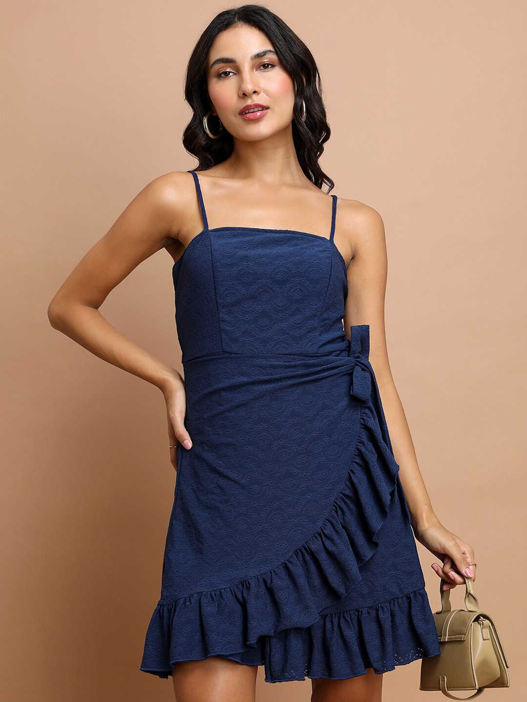 Kateri V-Neck Dark Blue Sheath Dress main image 1