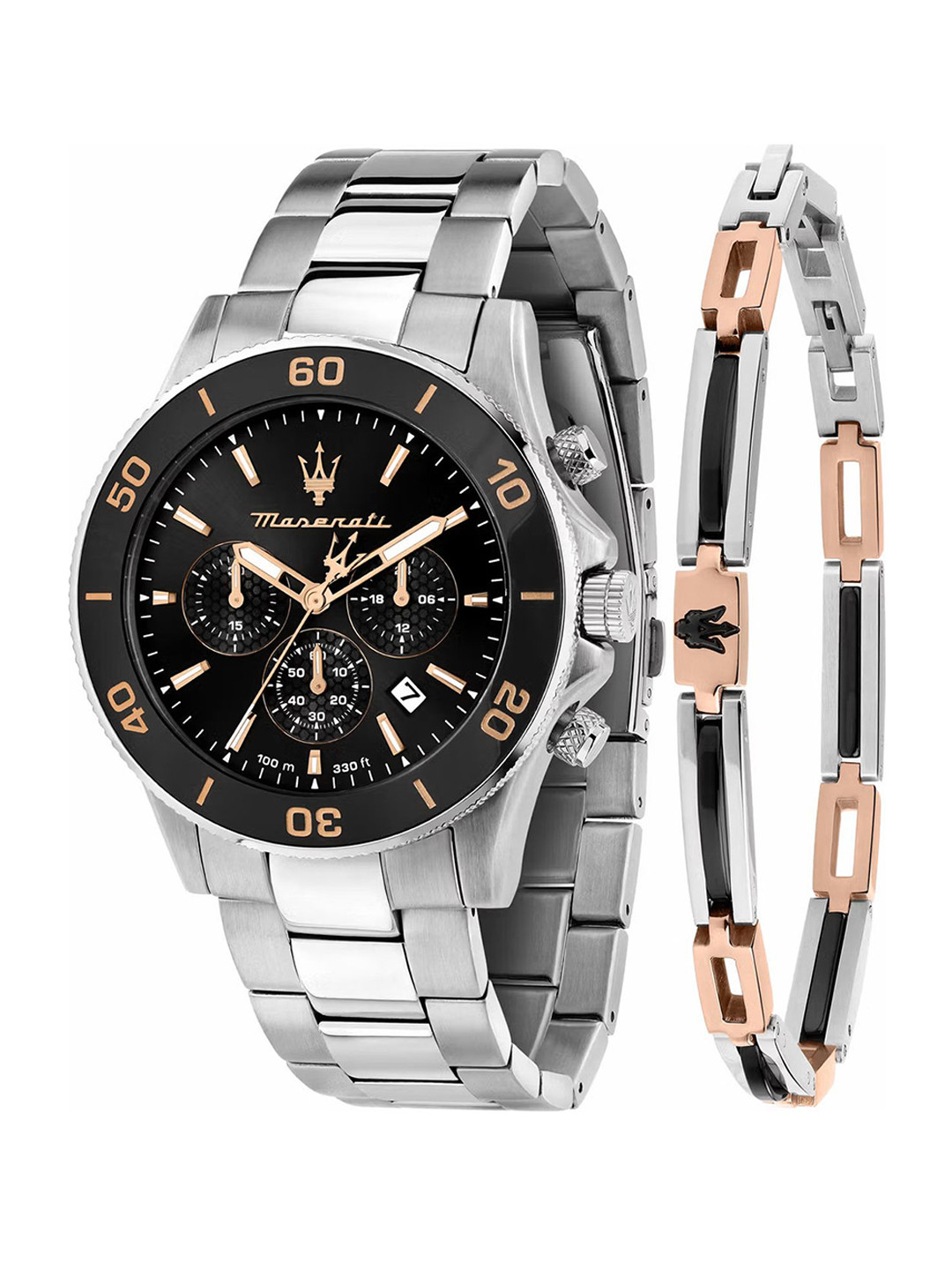 Maserati Legend Chronograph Black Dial Black Leather Strap Watch For Men - R8871638001